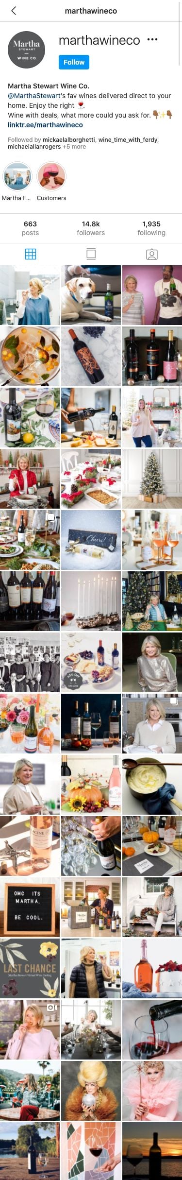 martha stewart wine co instagram